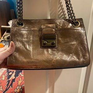 Frye crossbody metallic cooper leather clutch wallet